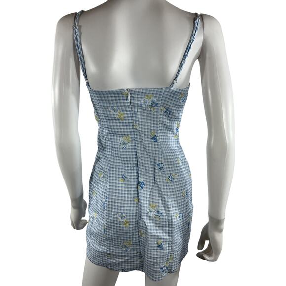 Majorelle Gingham Light Blue Pearson Mini Dress Size XS - Picture 3 of 4